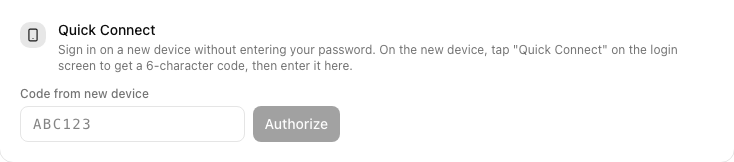 Quick Connect block in Settings